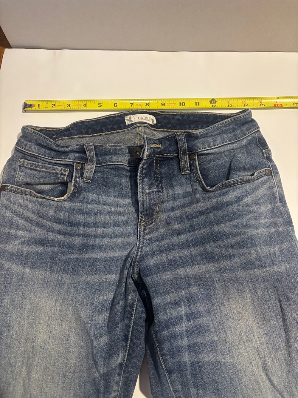 Carve Designs Distressed Light-Mid Blue Boyfriend Jeans - Picture 3 of 5